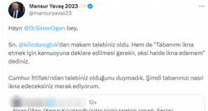 Mansur Yavaş'tan "Kılıçdaroğlu'ndan hiçbir talebim olmadı" diyen Sinan Oğan'a yalanlama: Makam talebiniz oldu