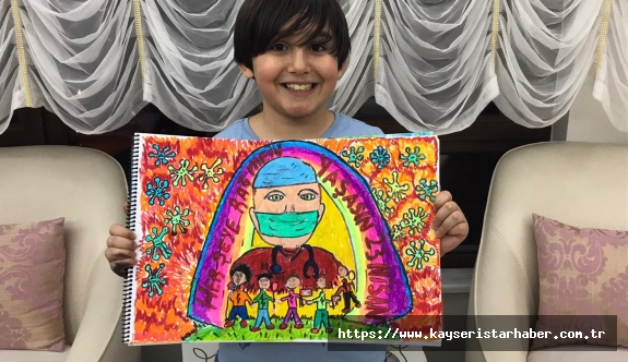 8 yaşındaki Abdullah Efe'den anlamlı resim
