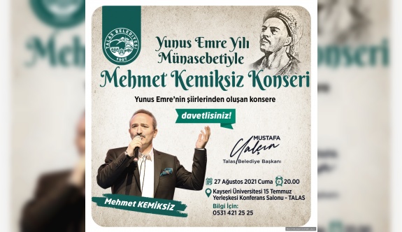 Talas’ta Mehmet Kemiksiz Konseri !