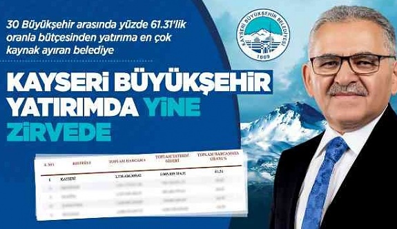 Başkan Büyükkılıç ile Kayseri, 30 büyükşehir arasında yine zirvede