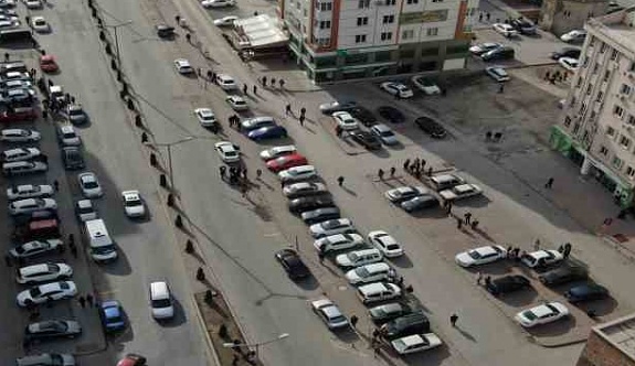 Kayseri'de deprem paniği havadan görüntülendi